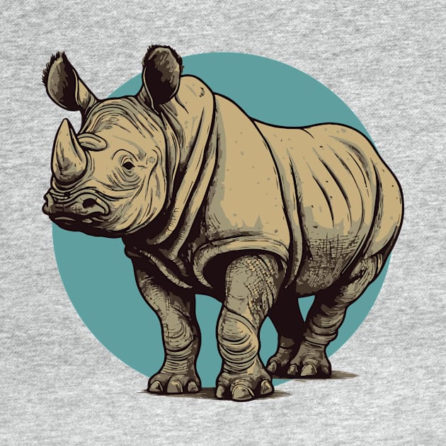 Rhinoceros Vector Art Illustration || Cute Rhino by Mad Swell Designs